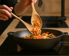 Platt gjutjärnspanna