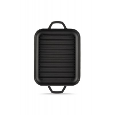 Rektangulär gjutjärnsgrillpanna med två handtag Hosse, 26x32cm - Hosse