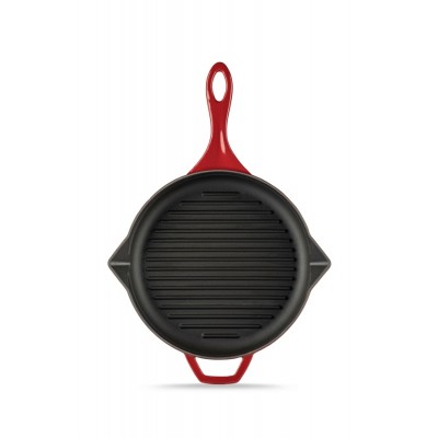 Emaljerad gjutjärnspanna grill Hosse, Rubin, Ф24cm - Gjutjärnspanna