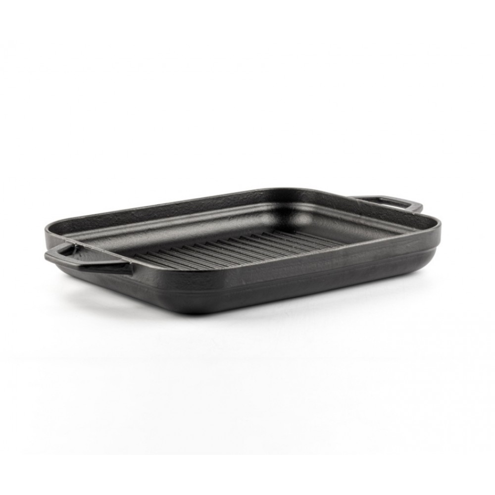 Rektangulär gjutjärnsgrillpanna med två handtag Hosse, 26x32cm