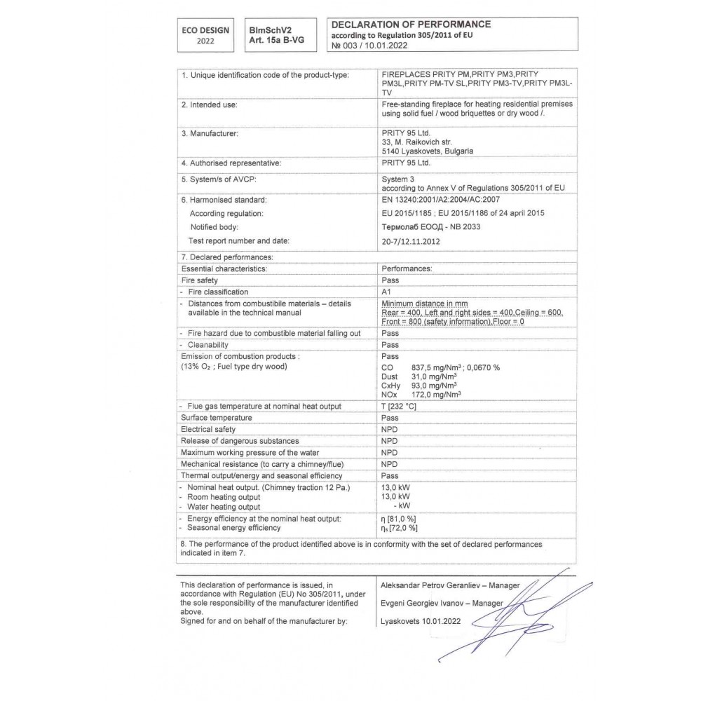 Braskamin Prity PM-TV SL, 13kW |  |  |