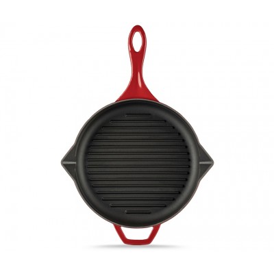 Emaljerad gjutjärnspanna grill Hosse, Rubin, Ф28cm - Gjutjärnspanna