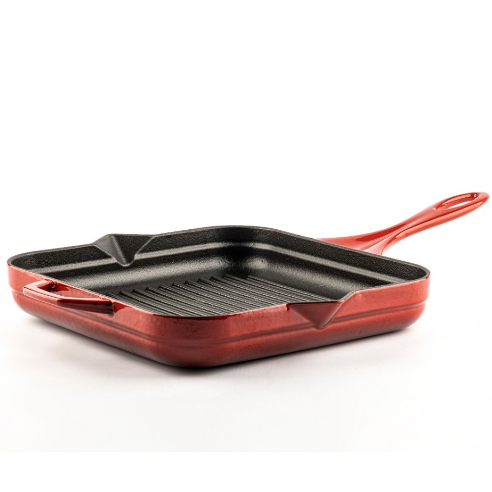 Emaljerad gjutjärnspanna grill Hosse, Rubin, 28x28cm