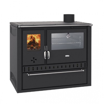 Vattenmantlad vedspis med ugn Prity GT W10, med rostfri ugn, stålhäll och låda, 9.6kW - Produktjämförelse