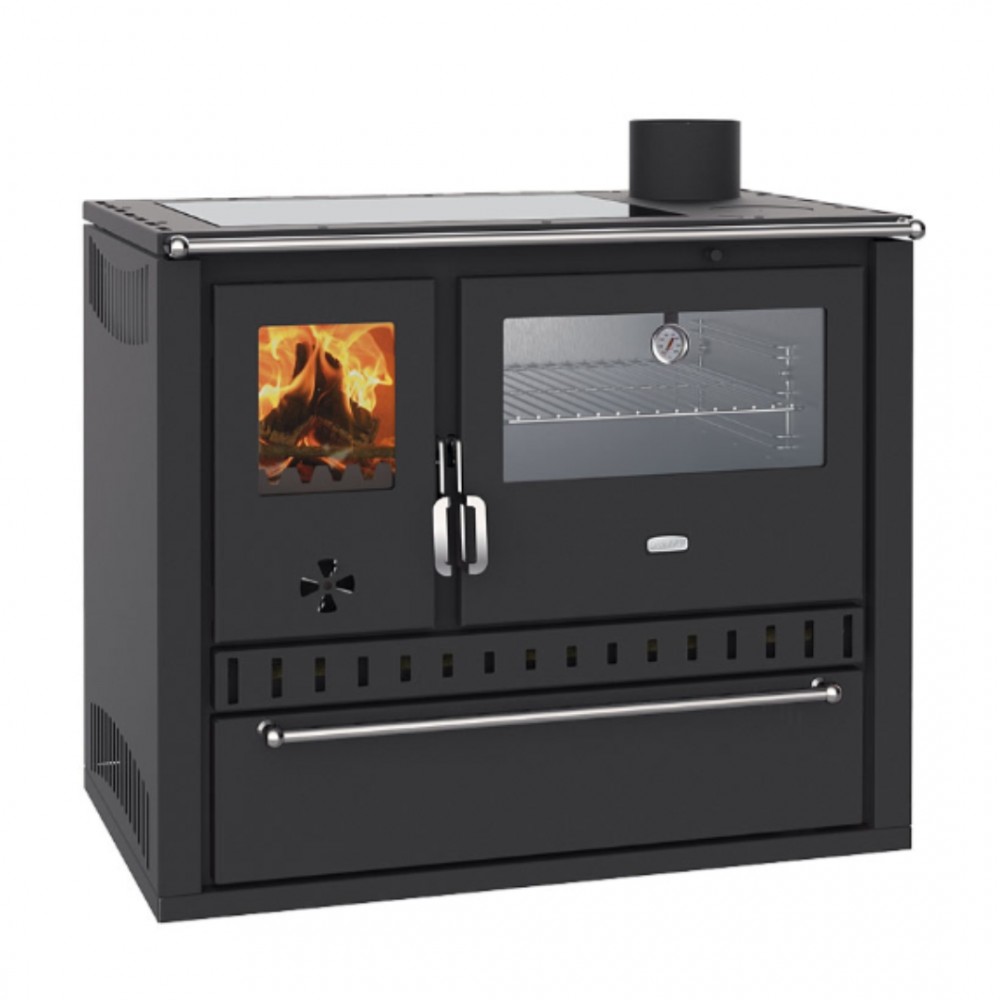 Vattenmantlad vedspis med ugn Prity GT W10, med rostfri ugn, glaskeramikhäll och låda 9.6kW | Vattenmantlade vedspisar |  |