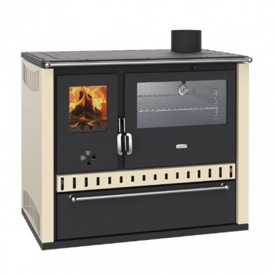 Vattenmantlad braskamin och med ugn Prity GT W10 Elfenben, med rostfri ugn, stålhopp och låda, 9.6 kW - Produktjämförelse