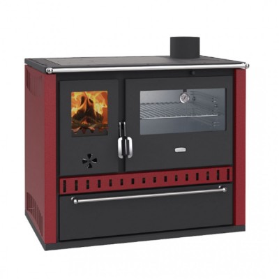 Vattenmantlad vedspis med ugn Prity GT W10 Red, med rostfri ugn, stålhopp och låda, 9.6 kW - Produktjämförelse