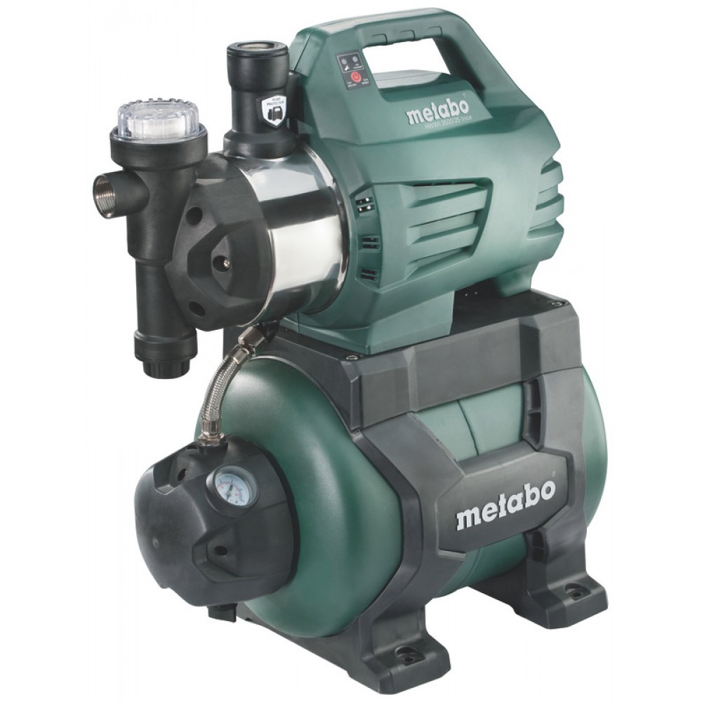 Enfas hydroforpump METABO HWWI 3500/25 INOX, effekt 1100 W, flöde 3500 l/h, tankvolym 24 l, lyfthöjd 45 m | Hydroforpumpar | Vattenpump |
