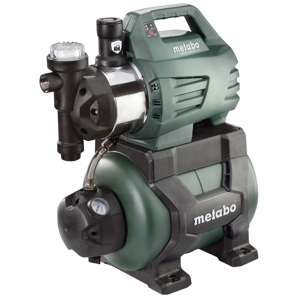 Enfas hydroforpump METABO HWWI 4500/25 Inox, effekt 1300 W, flöde 4500 l/h, lyfthöjd 48 m, tankvolym 24 l | Hydroforpumpar | Vattenpump |