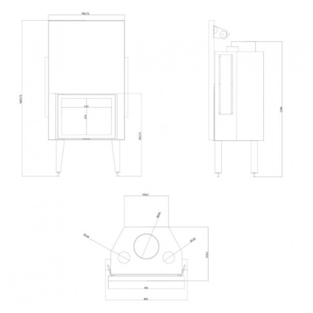 Insatskamin Balkan Energy ATS STRAIGHT AIR 700, med luftkanaler, 14.89kW | Insatskaminer |  |