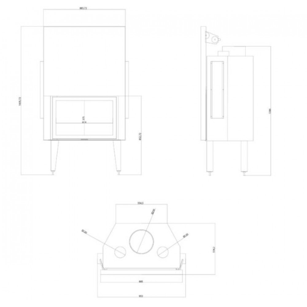 Insatskamin Balkan Energy ATS STRAIGHT AIR 800, med luftkanaler, 15.95kW | Insatskaminer |  |