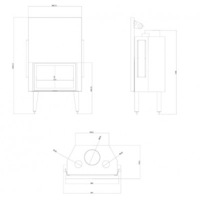 Insatskamin Velmora Fire ATS STRAIGHT AIR 800, med luftkanaler, 15.95kW - Produktjämförelse