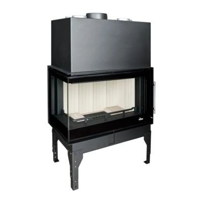 Insatskamin UNIFLAM 760 EVO PBS med varmluftskanaler och uteluftsanslutning, böjt glas, vänstersida, 10 kW - Produktjämförelse