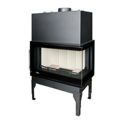 Insatskamin UNIFLAM 760 EVO PBS med varmluftskanaler och uteluftsanslutning, böjt glas, högersida, 10 kW - Produktjämförelse