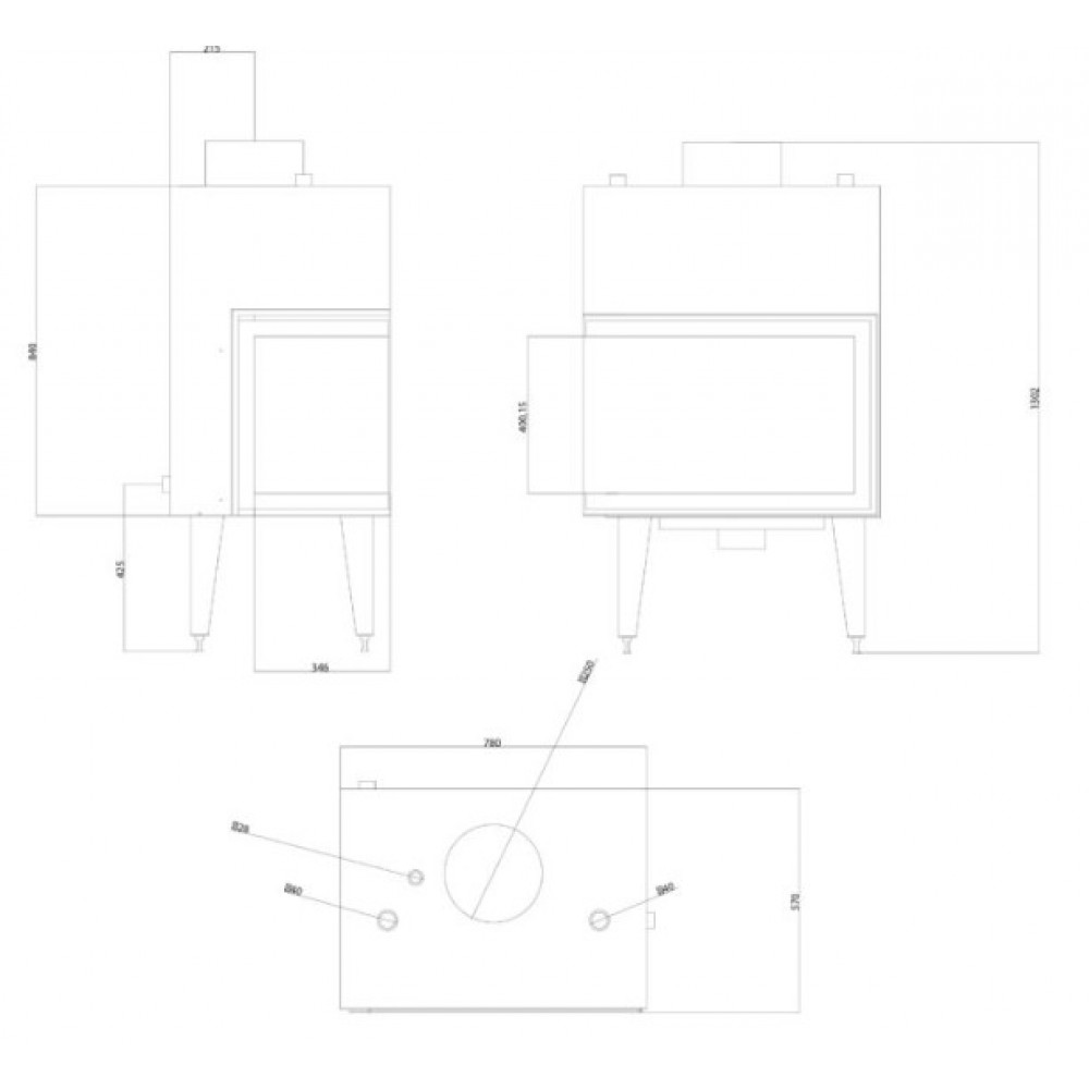 Vattenmantlad kamininsats Balkan Energy ATS STABLE HYDRO CORNER 700, rätt, 19.56kW | Vattenmantlad kamininsats | Insatskaminer |