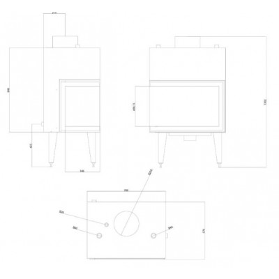 Vattenmantlad kamininsats Velmora Fire ATS STABLE HYDRO CORNER 700, rätt, 19.56kW - Produktjämförelse