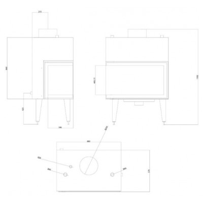 Vattenmantlad kamininsats Velmora Fire ATS STABLE HYDRO CORNER 800, rätt, 24.58kW - Produktjämförelse