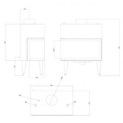 Vattenmantlad kamininsats Velmora Fire ATS STABLE HYDRO CORNER 900, rätt, 27.23kW - Produktjämförelse