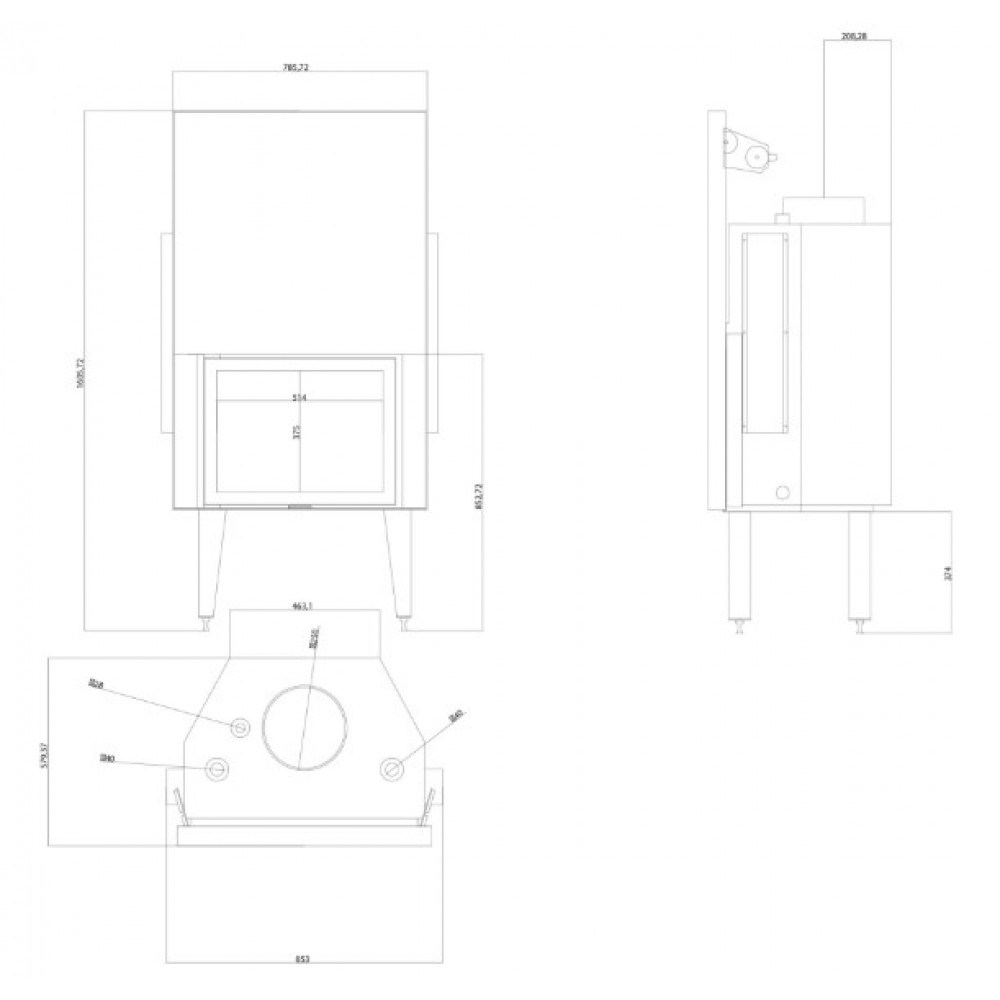 Vattenmantlad kamininsats Balkan Energy ATS STRAIGHT HYDRO 700, 24.56kW | Vattenmantlad kamininsats | Insatskaminer |