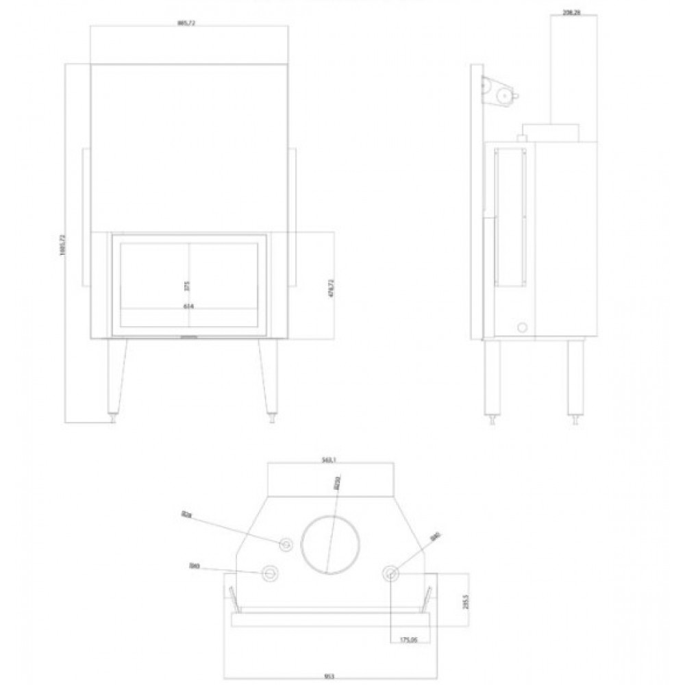 Vattenmantlad kamininsats Balkan Energy ATS STRAIGHT HYDRO 800, 29.58kW | Vattenmantlad kamininsats | Insatskaminer |