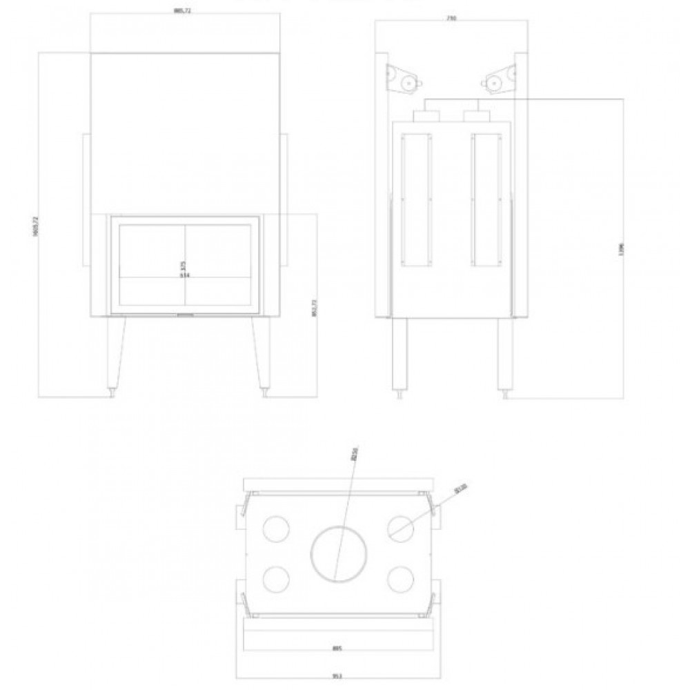 Insatskamin Balkan Energy ATS TUNNEL AIR 800,med luftkanaler, 16.1kW | Insatskaminer |  |