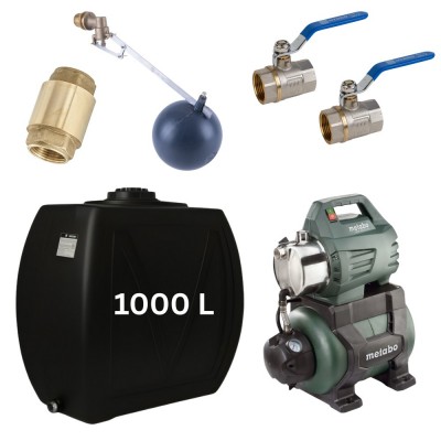 Kit "Dricksvatten 1000L" med vattentank Narrow Mavil (svart) och hydroforpump Metabo - Produktjämförelse