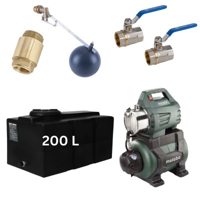 Kit "Dricksvatten 200L" med vattentank Loft Mavil (svart) och hydroforpump Metabo - Produktjämförelse