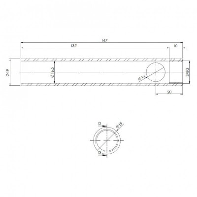 Rör för tändelement pelletskamin, diameter 19 mm, längd 147 mm, gänga 3/8" - Pelletskamin reservdelar