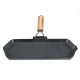 Gjutjärnspanna grill med fällbart handtag i trä, 35x21 cm | Gjutjärnspanna grill | Gjutjärnspanna |