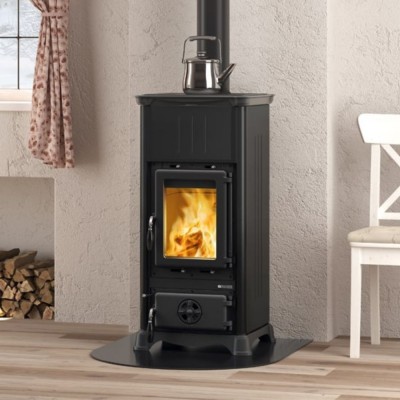 Italiensk braskamin med kokplatta La Nordica Emiliana, svart, 6.5kW - La Nordica