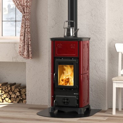 Italiensk braskamin med kokplatta La Nordica Emiliana, röd, 6.5kW - La Nordica