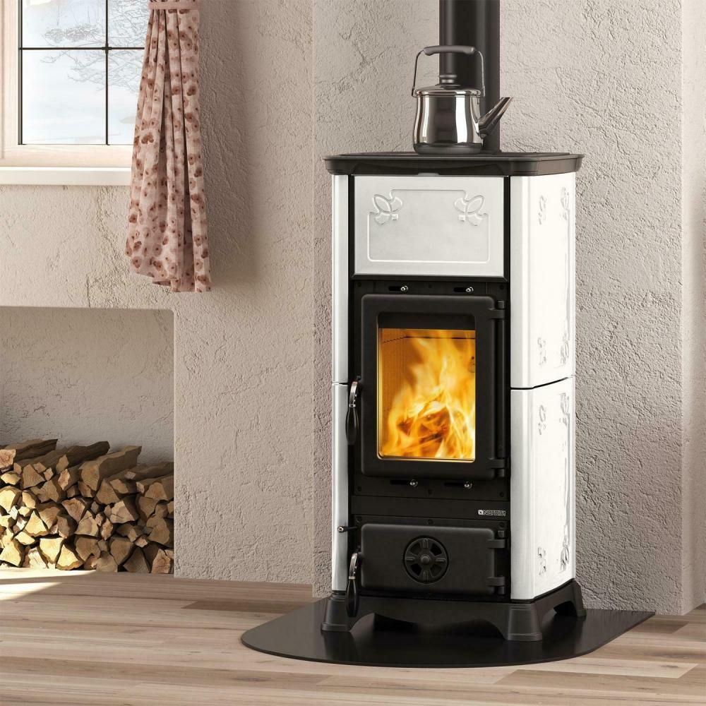 Italiensk braskamin med kokplatta La Nordica Emiliana, vit, 6.5kW | Vedspisar / Vedspisar med ugn |  |