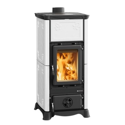 Italiensk braskamin med kokplatta La Nordica Emiliana, vit, 6.5kW - La Nordica