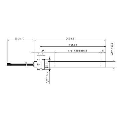 Tändelement pelletskamin för Clam, total längd 205mm, 400W - Tändelement pelletskamin