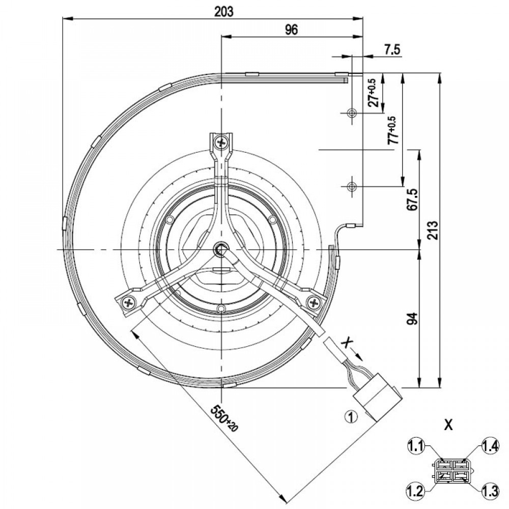 Centrifugalfläkt EBM för pelletskaminer Edilkamin, Karmek One, Andra flöde 590 m³/h | Fläktar och fläktar | Pelletskamin delar |