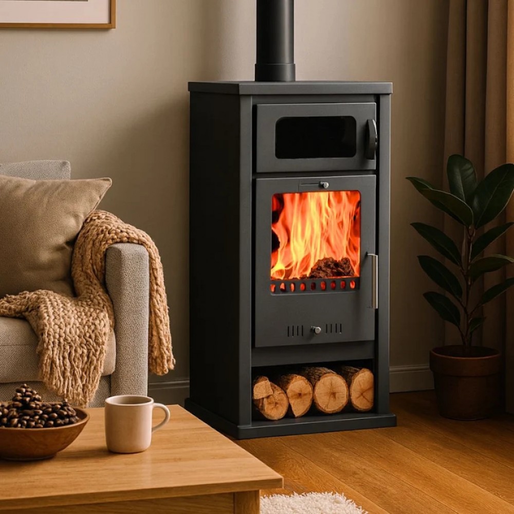 Braskamin med ugn Balkan Energy Troy, 7.8 kW | Luftbraskaminer | Braskaminer |