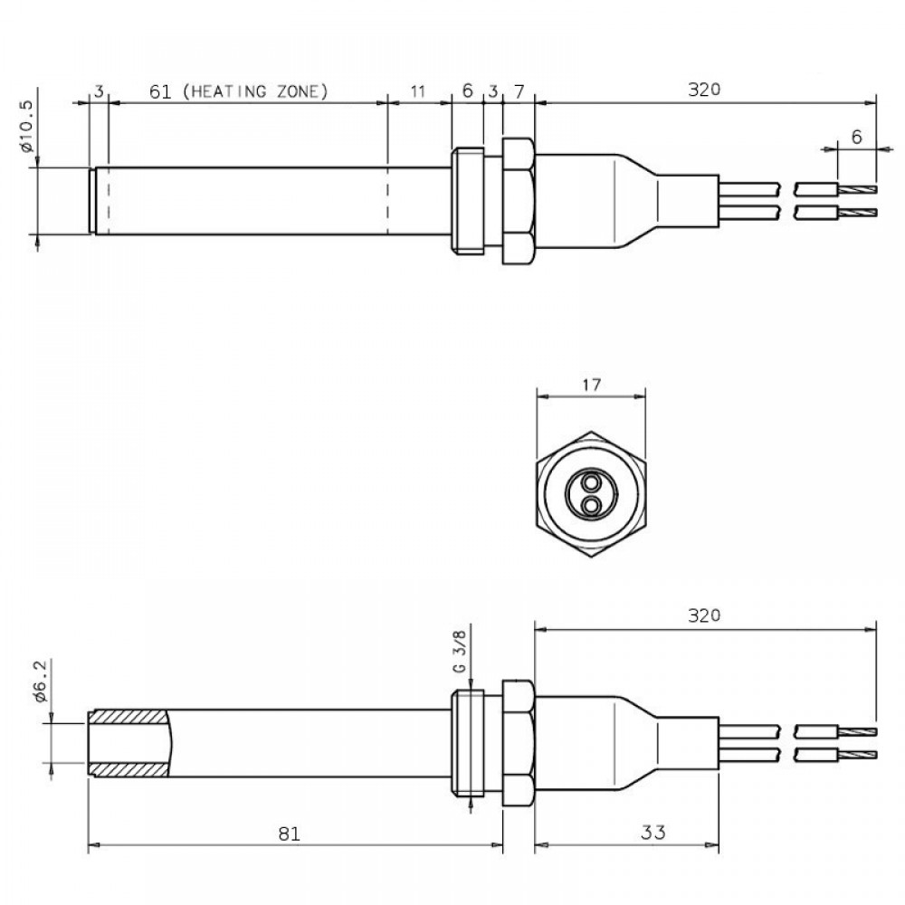 Keramiskt tändelement pelletskamin Eco Spar, BURNiT, Warmflow, Adler, AMG, Ecoteck, total längd 88mm, 250W | Tändelement pelletskamin | Pelletskamin reservdelar |