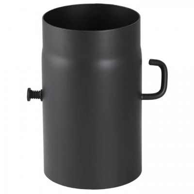 Svart stål Rökrör PARKANEX med spjæld, Rak, Längd 0.25m, Ø130, Tjocklek 2 mm - Skorstenar