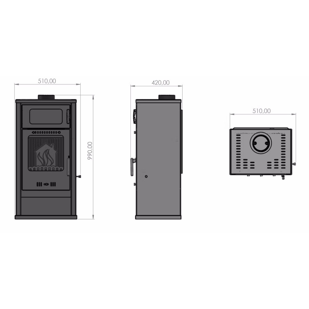 Braskamin med ugn Balkan Energy Troy, 7.8 kW | Luftbraskaminer | Braskaminer |