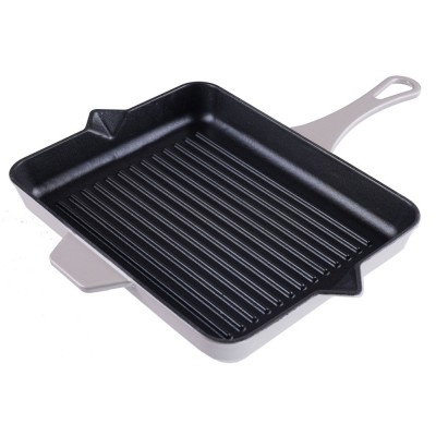 Emaljerad gjutjärnspanna grill Hosse, Ivory, 26x32cm - Gjutjärnspanna