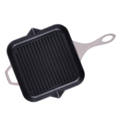 Emaljerad gjutjärnspanna grill Hosse, Ivory, 28x28cm - Gjutjärnspanna