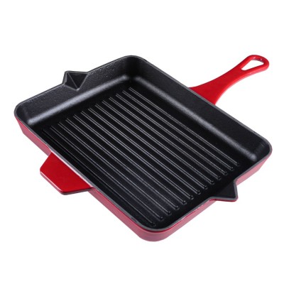 Emaljerad gjutjärnspanna grill Hosse, Rubin, 26x32cm - Gjutjärnspanna