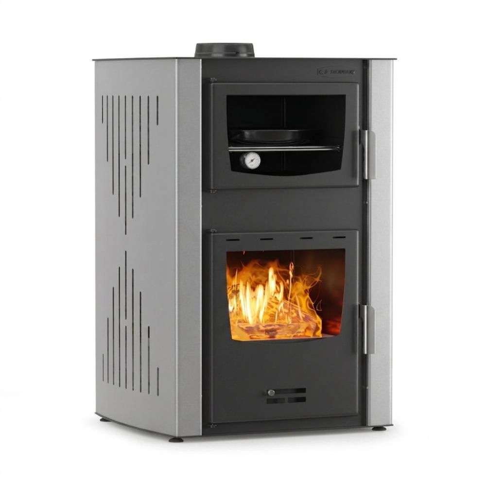 Vattenmantlad braskamin och med ugn Velmora Fire ATS HYDRO ΜΑSΙΝΑ 90-25 grå, 25kW | Vedspisar / Vedspisar med ugn |  |