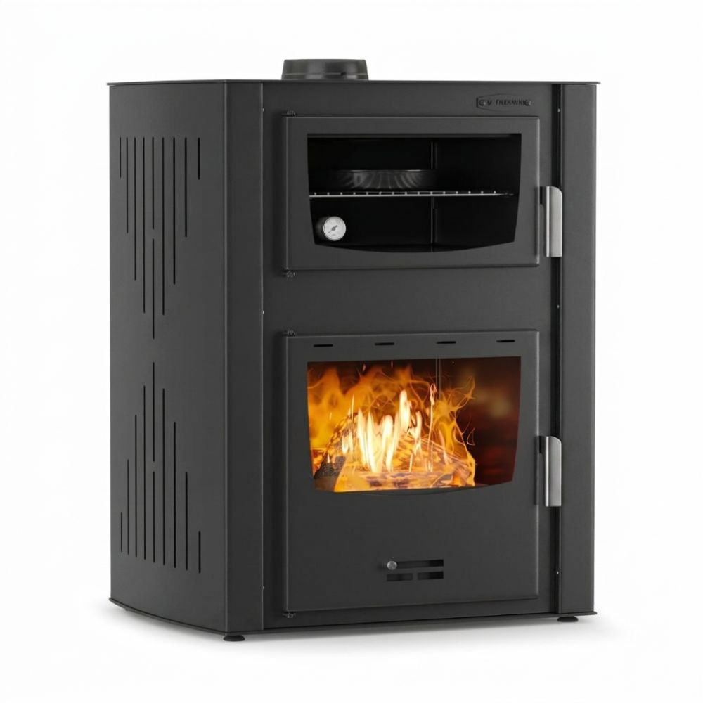 Vattenmantlad braskamin och med ugn Velmora Fire ATS HYDRO ΜΑSΙΝΑ 90-30 svart, 35kW | Vedspisar / Vedspisar med ugn |  |