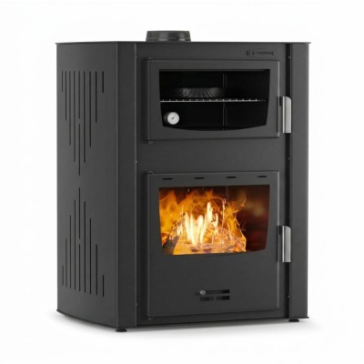 Vattenmantlad braskamin och med ugn Velmora Fire ATS HYDRO ΜΑSΙΝΑ 90-30 svart, 35kW - Braskaminer