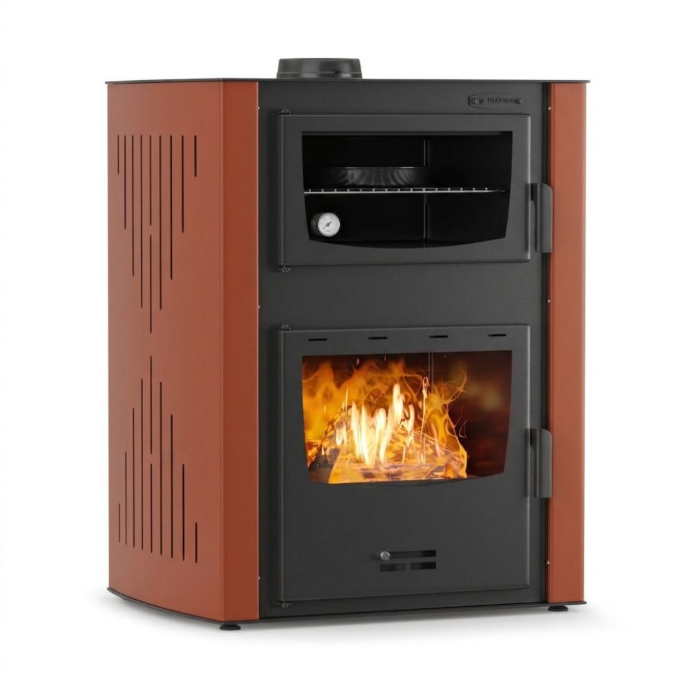 Vattenmantlad braskamin och med ugn Velmora Fire ATS HYDRO ΜΑSΙΝΑ 90-30 terrakotta, 35kW | Vedspisar / Vedspisar med ugn |  |