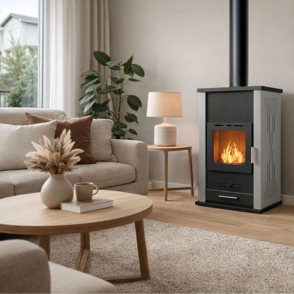 Vattenmantlad braskamin Velmora Fire ATS HYDRO grå, 33kW | Vedspisar / Vedspisar med ugn |  |