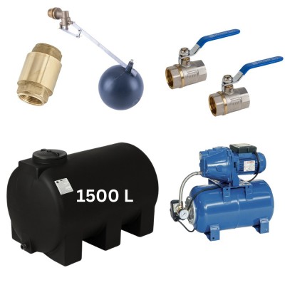 Kit "Dricksvatten 1500L" med vattentank Mavil (svart, horisontell) och hydroforpump Speroni - Produktjämförelse