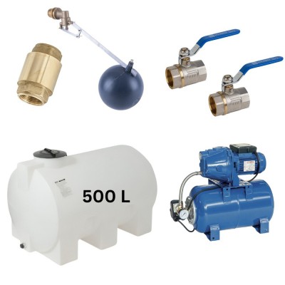 Kit "Dricksvatten 500L" med vattentank Mavil (vit, horisontell) och hydroforpump Speroni - Produktjämförelse