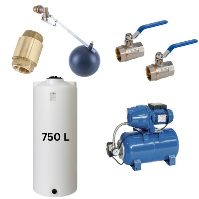 Kit "Dricksvatten 750L" med vattentank Mavil (vit, cylindrisk) och hydroforpump Speroni - Vattentankar dricksvatten